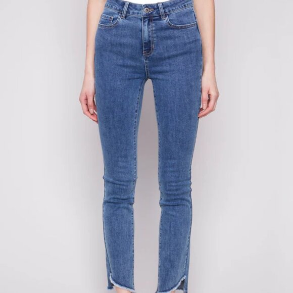 Charlie B Asymmetrical Hem Bootcut Jean